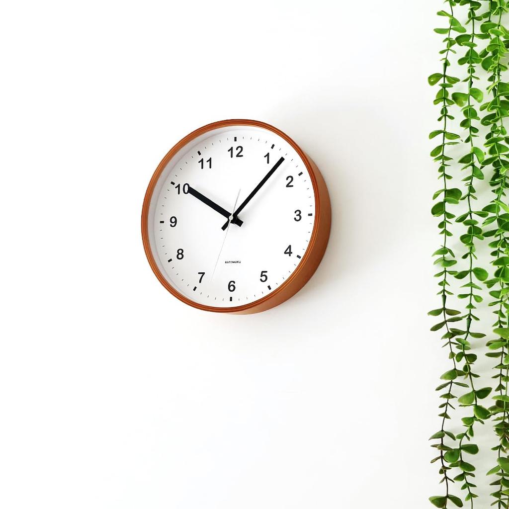 KATOMOKU фанерные часы, светло-коричневые, km-36MRC, настенные часы с плавной секундной стрелкой, диаметр 25,2 см (радиоуправляемые часы)