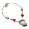 Banded Agate, Coral Gemstone 925 Sterling Silver Jewelry Necklace 18"