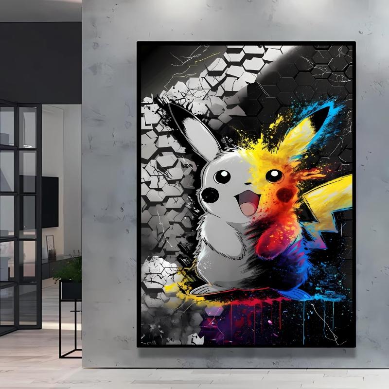 Japanese Anime Canvas Paintings Pikachu Poster Cartoon Character Picture Bright and Clear Colors High Quality Home Decor