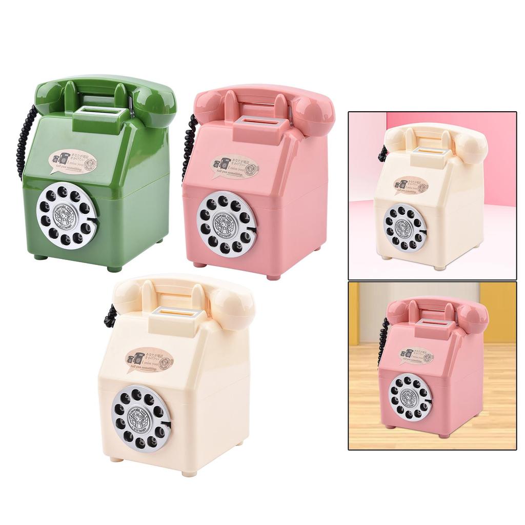 Telephone Piggy Bank Decorative Figurine for Living Room Adult Kids Cabinet