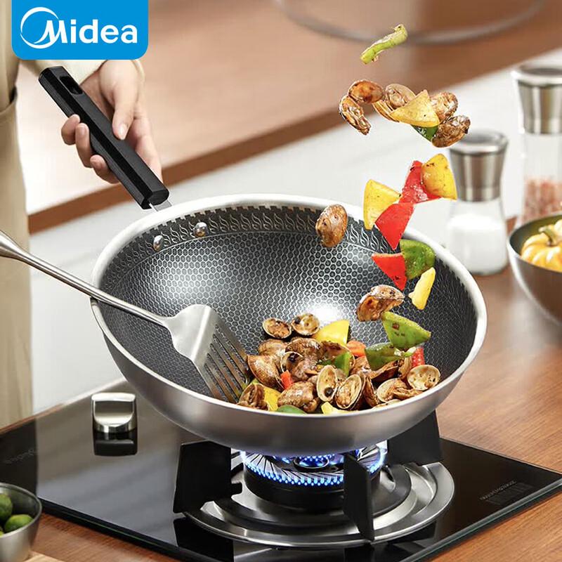 Midea Плоскодонная вок-сковорода из нержавеющей стали 304
