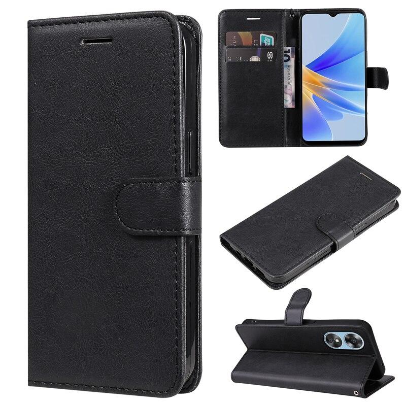 Роскошный модный однотонный кожаный флип-чехол для Oppo A17 A57 2022 5G 4G A77 A57S, чехол-кошелек, слот для карт, магнитный держатель-подставка, защитный чехол для телефона