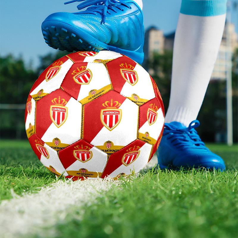 AS Monaco Print Size 5 Soccer Ball, PU Wear Resistant Football for Match Training and Daily Practice, Birthday Gift for Soccer Fans