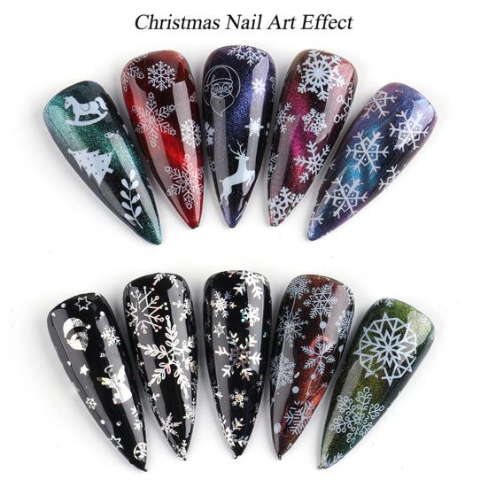 10Pcs Christmas Nail Foil Stickers Snowflake Pattern Nail Design Manicure Nail Art Transfer Sticker