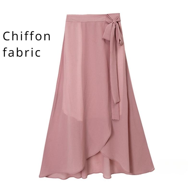 Женская сплошная цветная юбка с запахом спереди и завязкой на узле с рюшами по подолу и разрезом юбки Длинные юбки в стиле бохо Повседневная юбка ниже колена с высокой эластичной резинкой на талии для вечеринок и праздников