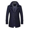 Men's Woolen Coats Fashion Thicken Mid Length Trench Turn Down Collar Warm Outerwear Business Casual Wool Coat