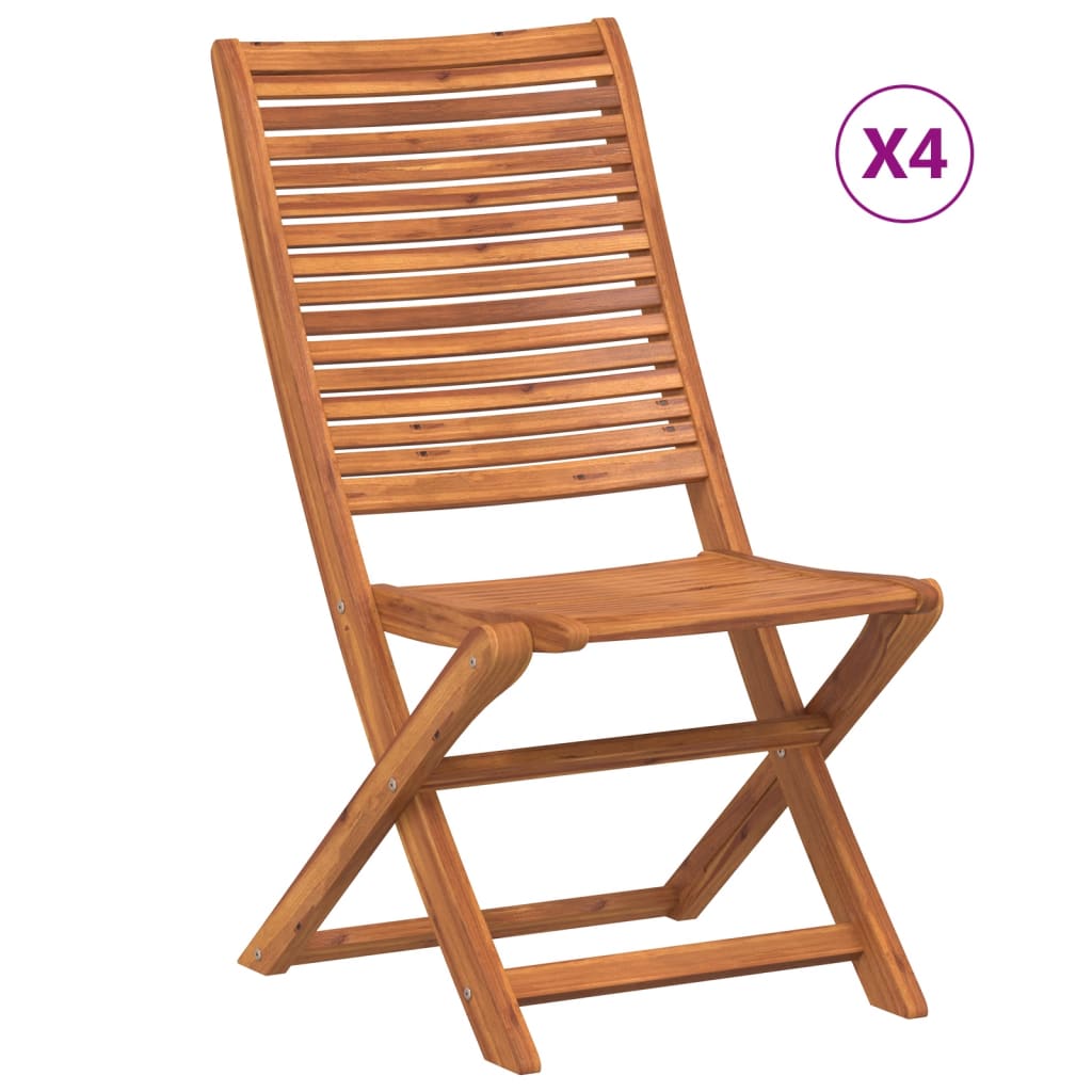 Garden Chairs 4 pcs Foldable Solid Acacia Wood