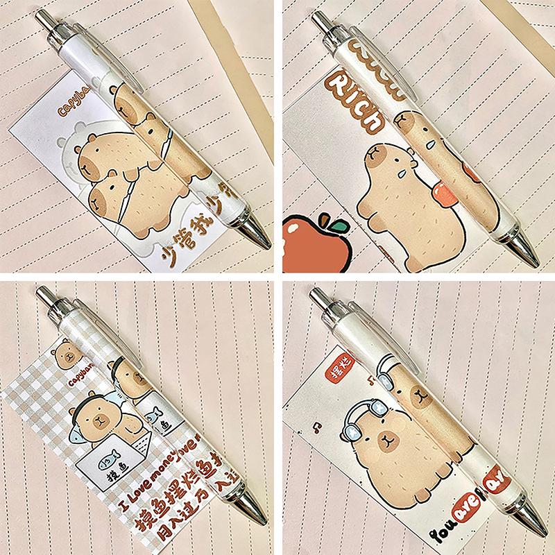 Capybara Press Pen Cartoon Cute Roll Paper Гелевые ручки Student 0.5Mm Быстросохнущая ручка для письма Kawaii Креативные канцелярские принадлежности