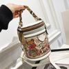 Pu Bag Women's Bag New Korean Version 2025 Fashion Printing Cartoon Bear Cute Girl Foreign Style Portable Cylinder Bag