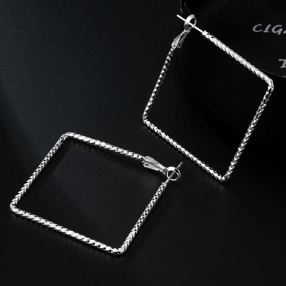 Посеребренные серьги Серебряные серьги S925, серебряные украшения, квадратные серьги, серьги, серьги, украшения, преувеличенные геометрические женские подарки