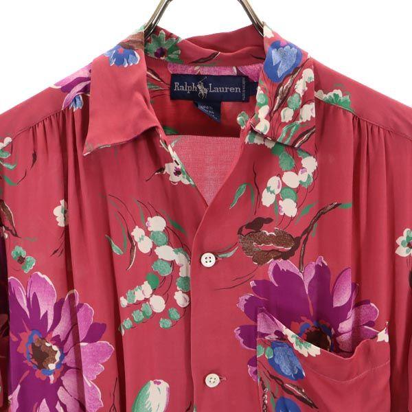 Ralph Lauren Цветочная рубашка с коротким рукавом, открытым воротником, 4 розовых, женская, б/у