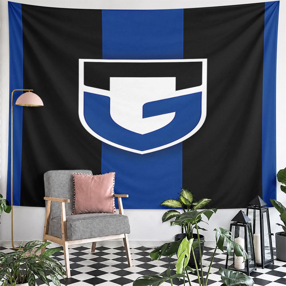 Blue and Black Shield Design Pattern Wall Hanging Tapestry Decorative Tapestry Home Decor for Bedroom and Living Room