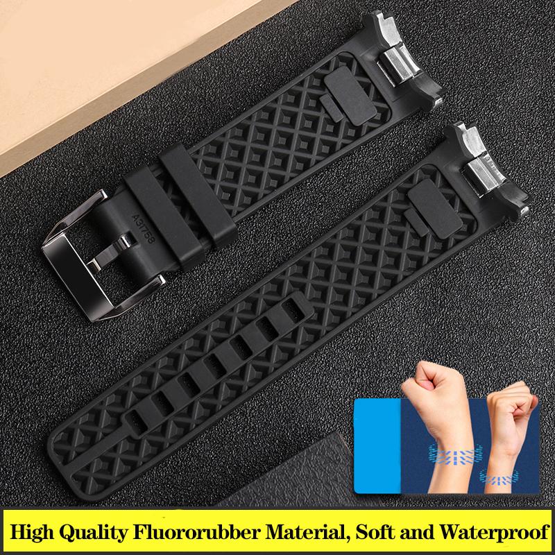 High Quality Fluoro Rubber Silicone Watch band Waterproof Black Watch Strap 22mm for IWC Aquatimer Family IW3768/3290/3568/3767