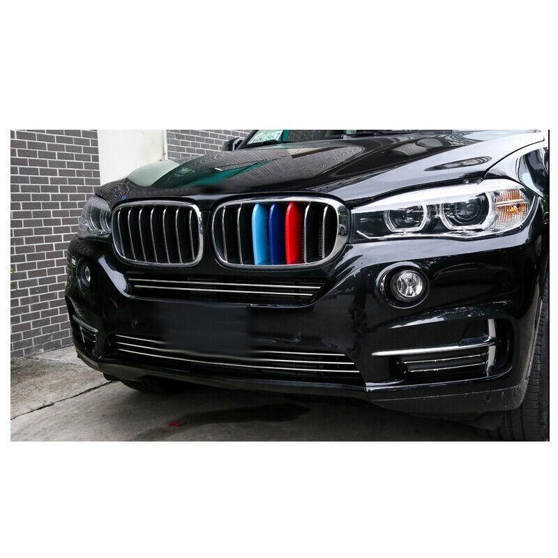 Для BMW X6 F16 15-19 3-цветная передняя центральная решетка радиатора, полоса-накладка, 3 шт.