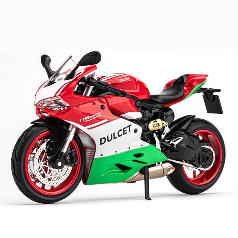 1:12 1199 Panigale Сплав Гоночный Мотоцикл Модель Литой Металлический Игрушечный Уличный Спортивный Мотоцикл Модель Звук и Свет Детский Подарок