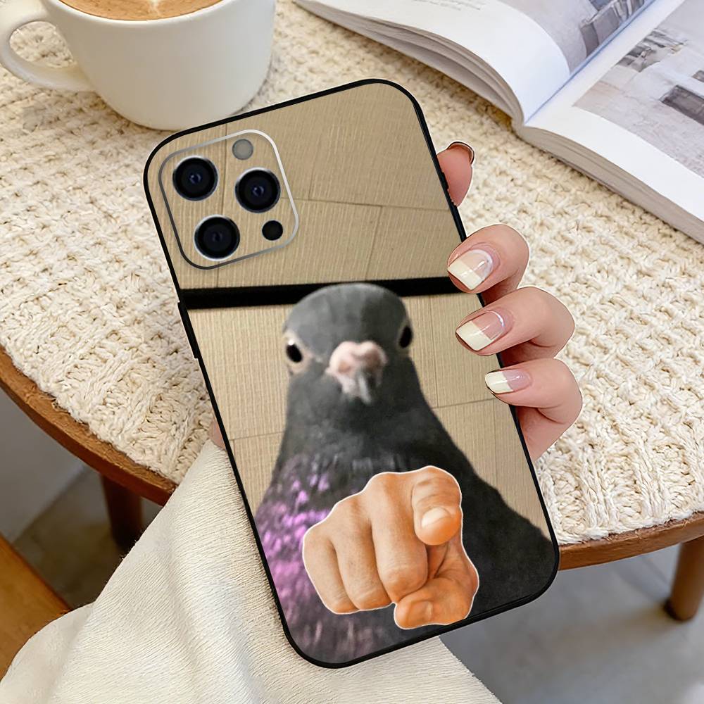 Funny p-pigeon mischief Phone Case For iPhone 17, 16,15,14,13,12,11 Plus,Pro Max, Others Soft Black Cover