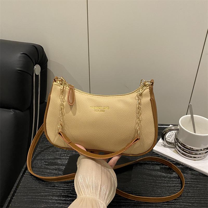 Fashion trend solid color underarm bag women's 2026 new shoulder handbag texture shoulder messenger bag handbag