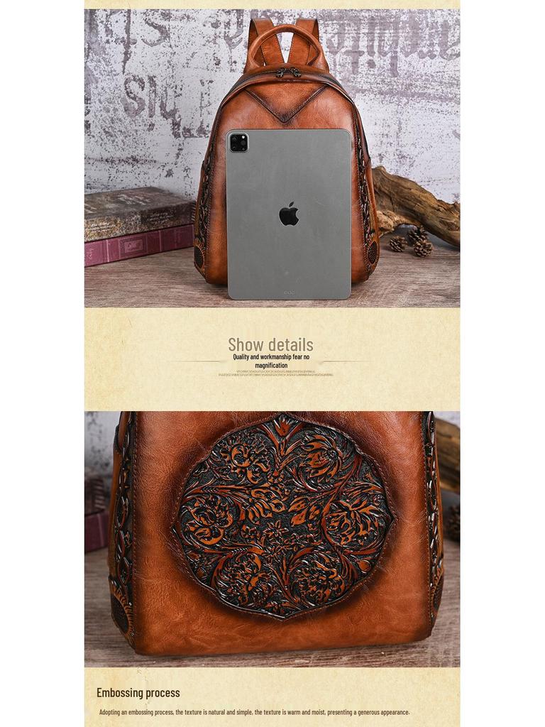 Винтажный рюкзак в китайском стиле с тиснением, большой вместимости, для повседневных путешествий, для женщин