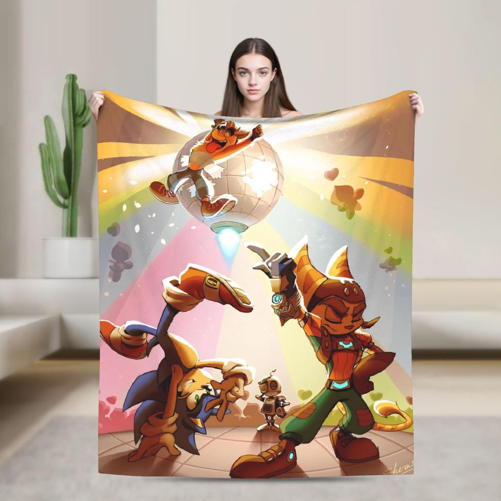 Ratchets And Clanks Blanket Quality Super Warm Bedding Throws Winter Students Couch Bed Funny Bedspread