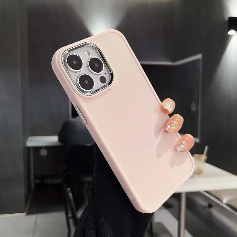 Electroplate Lens Bumber Phone Case For iPhone 16 15 14 Pro Max 13 12 11 15 Pro Max X XR XS Max 7 8Plus Solid Color Silicon Back Cover
