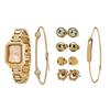 Подарочный набор Подарок Дамский браслет и серьги Подарочная упаковка [TIME100] Часы, (Золото)
