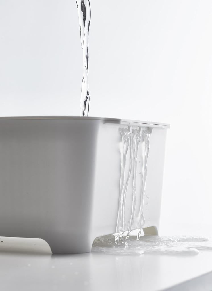 Yamazaki Industrial Co., Ltd. White Dish Drainer Set, Approx. W37 x D28 x H14.5cm, Tower Type, Washtub, Dish Drainer, and Soaking Rack, Product Code: