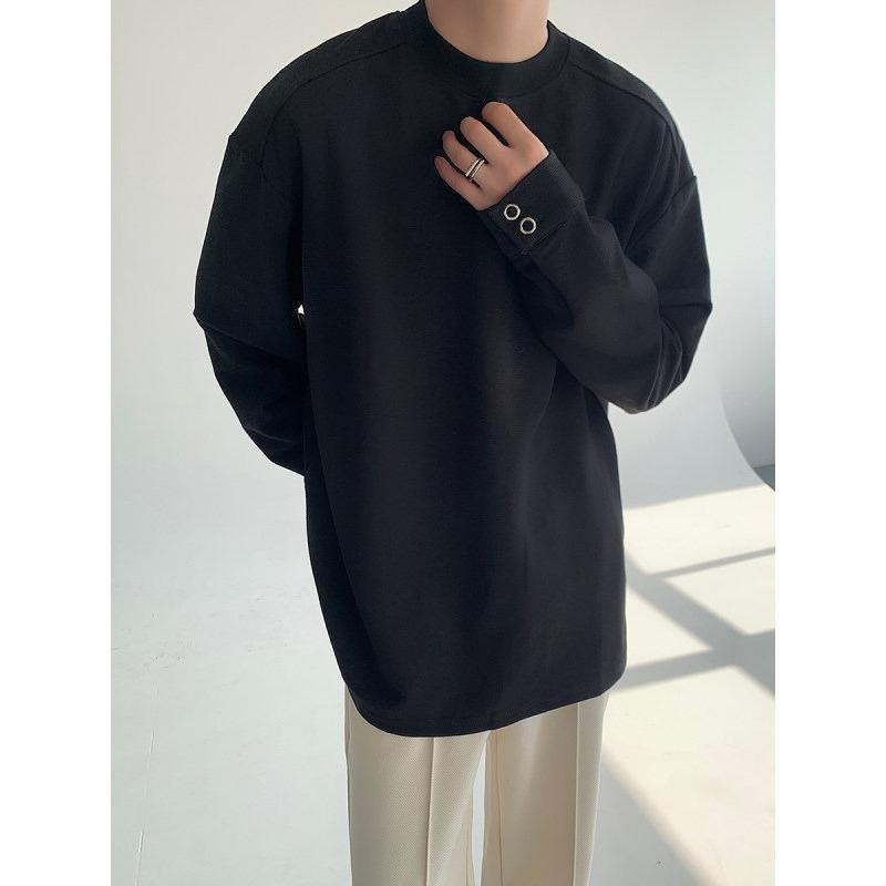 Свитшот с круглым вырезом Мужская весенне-осенняя футболка с длинным рукавом Базовая футболка