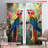 2 шт., 2D печать на ткани для штор, Тропические попугаи(1) Полиэстер (без удилища) Праздничное использование для декора гостиной и кухни