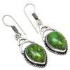 Green Turquoise Gemstone Handmade Gift For Her Silver Jewelry Earrings 1.5"