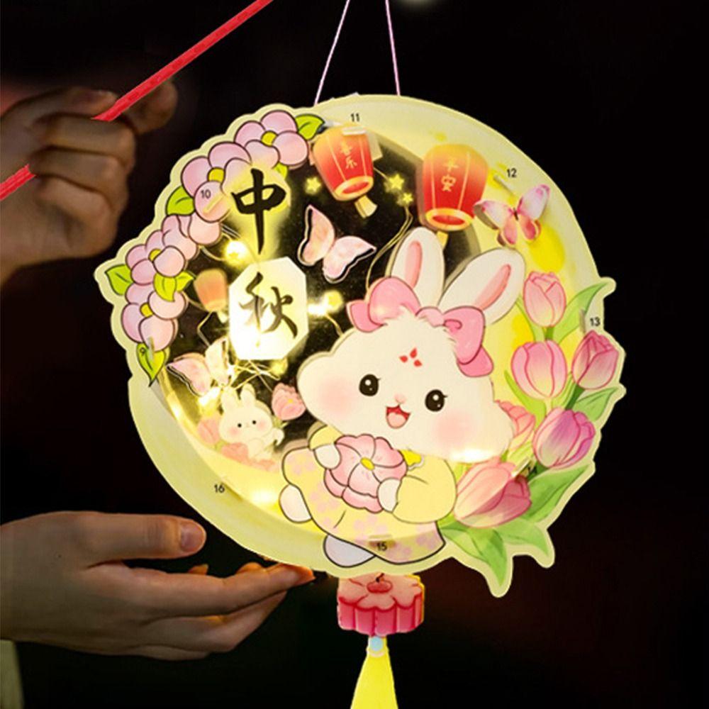 Portable Chinese Rabbit Lantern Cute LED Lantern Toys Handheld Paper Lantern Kindergarten