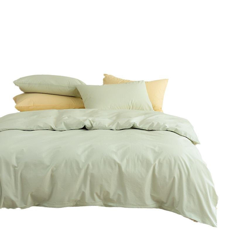 Сплошной цвет в скандинавском стиле, комплект из четырех предметов из чистого хлопка, простыня из хлопка, пододеяльник, простой комплект из трех предметов, пододеяльник