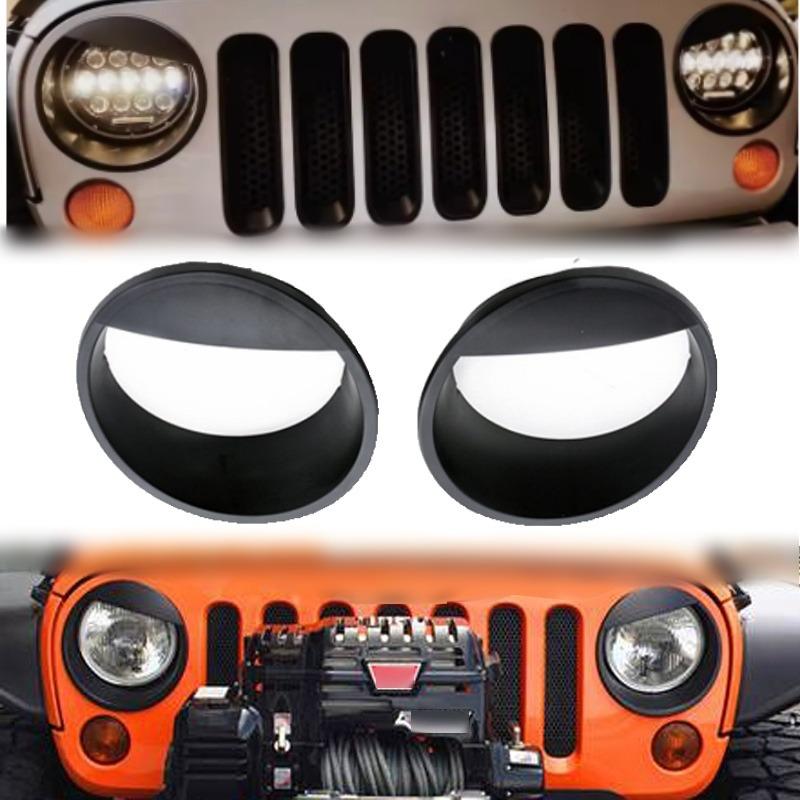 Car Front Headlight Trim Cover ABS Head Lights Lamps Frame Decorative Ring Trim for Jeep Wrangler JK 2007-2017