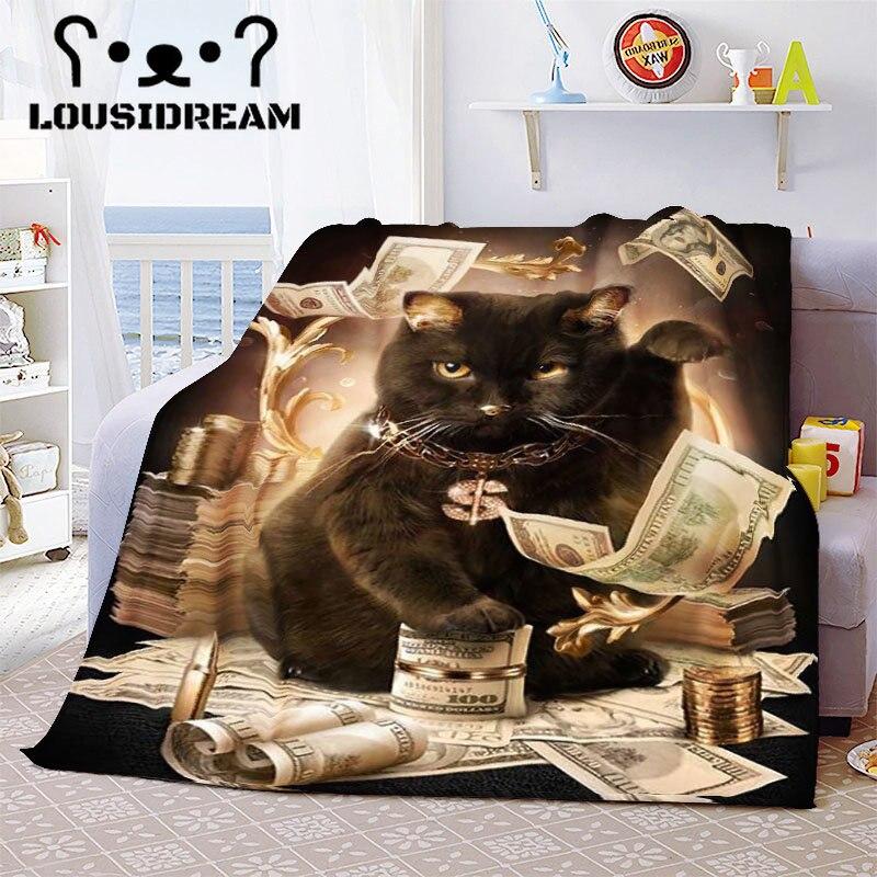 Witch Black Cat Halloween Throw Blanket Cat Mysterious Divination Witchcraft Lucifer Portable Flannel Blanket for Bedding Travel