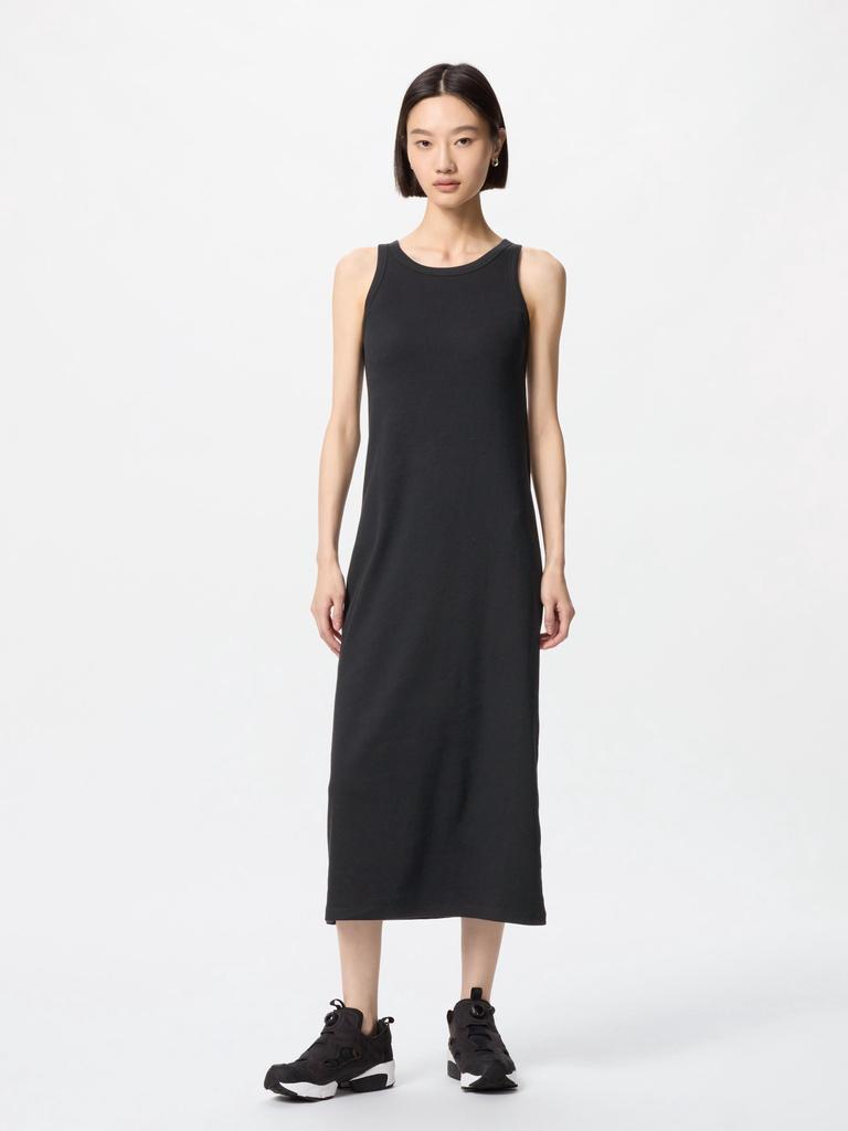 Uniqlo Платье-бюстгальтер в рубчик в японском стиле, длинное