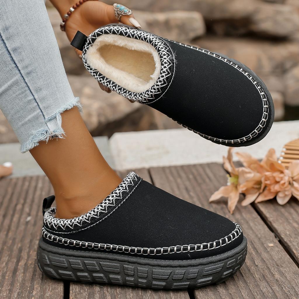 Tire Thick-soled Snow Boots Women's New Short-leg Fleece Thickened Warm Cotton Shoes for Autumn and Winter 2025