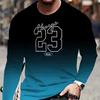 Мужская футболка с длинными рукавами и градиентным рисунком, повседневный и спортивный топ с круглым вырезом, подходит для весны и осени