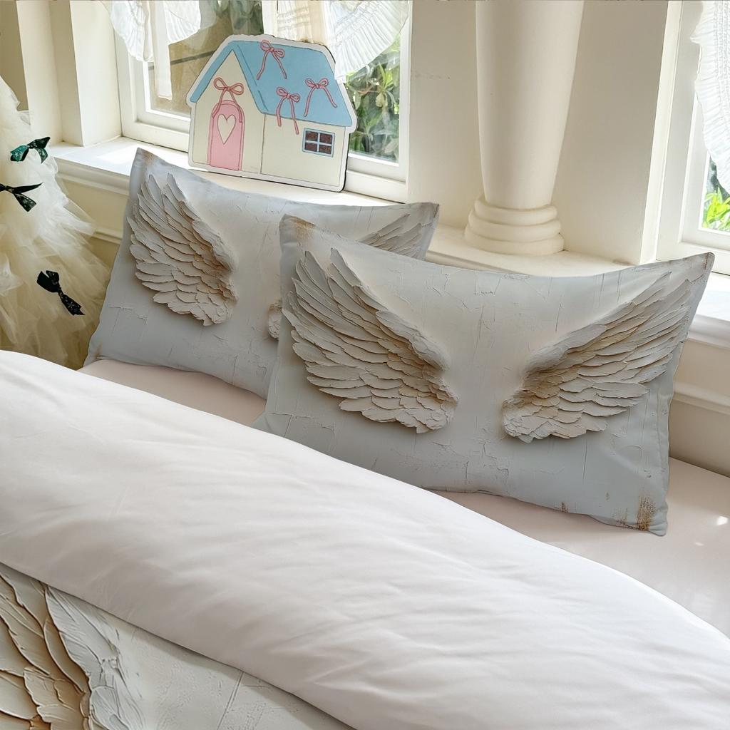 White Wings Bedding Set Duvet Cover Set Quilt Cover With Pillowcase For Bedroom Decor Birthday Gift Halloween Christmas Gift
