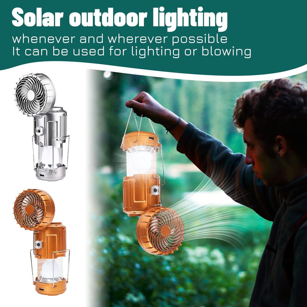 Camping Outdoor Rechargeable Lan-terns, Solar Fans, Multifunctional Emergency Lights, Hanging Lantern-s.