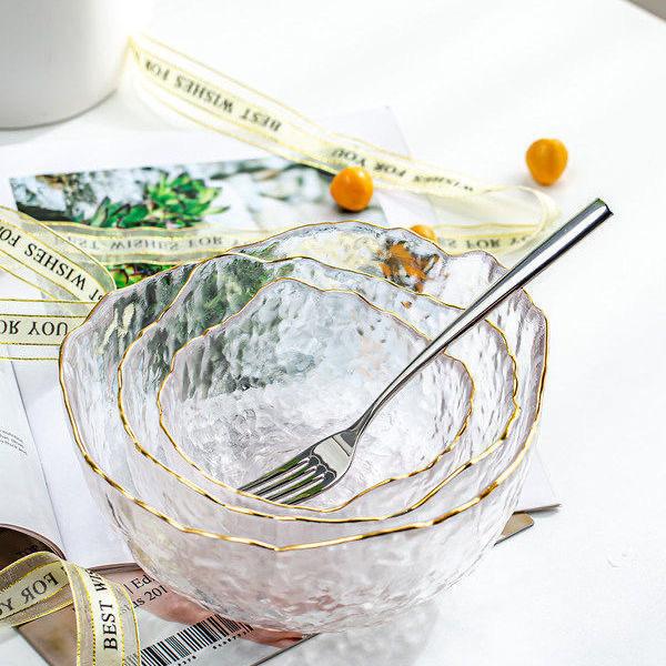 Салатница в скандинавском стиле, прозрачная посуда, раскрашенное золотом стекло, салатница, миска для фруктов, практичная кухонная утварь