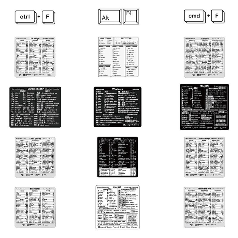 30Pcs Windows+ Word/Excel /Adobe Photoshop Keyboard Guide Shortcut Sticker