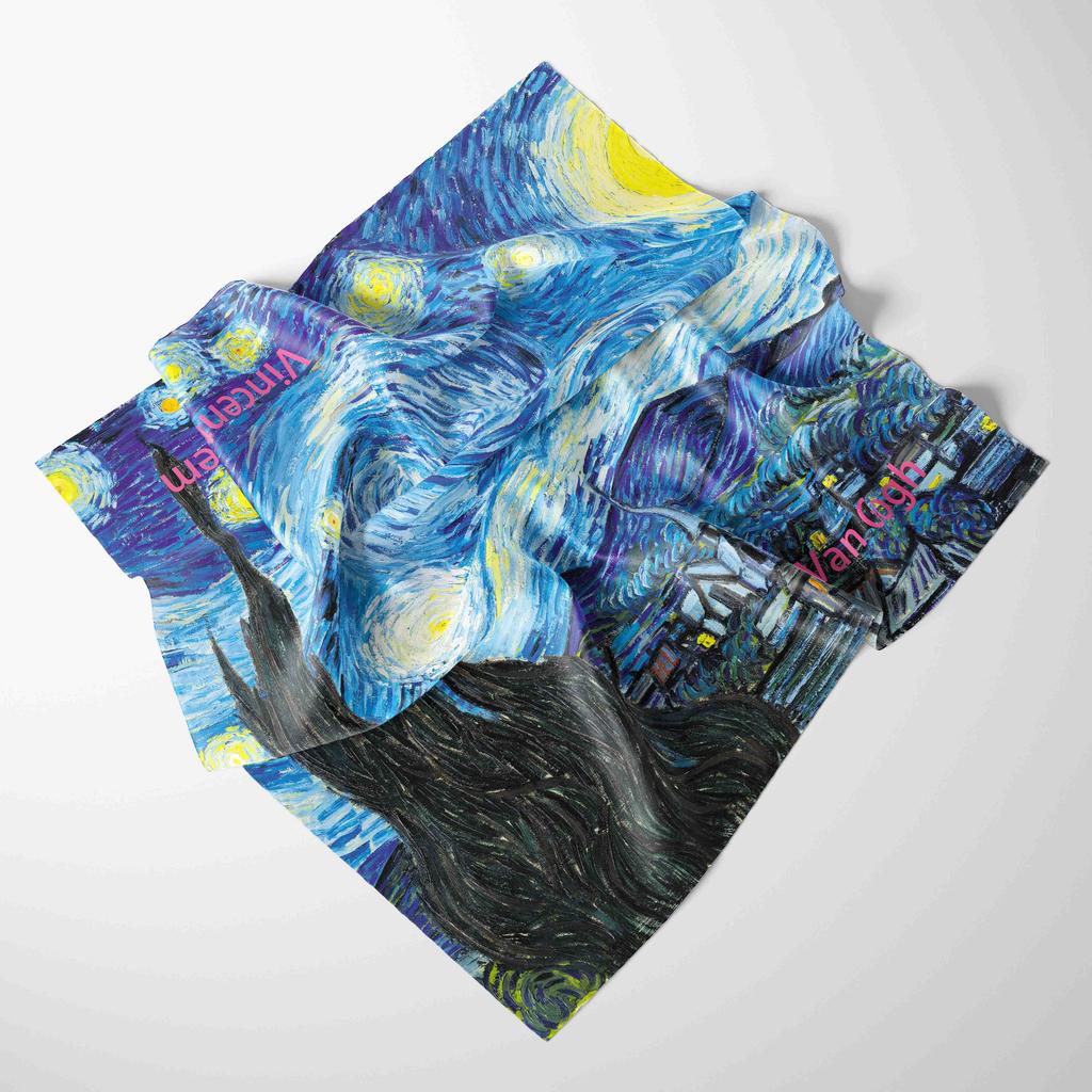 2025 Oil Painting Silk Scarf For Women New Print Female Foulard Scarfs Handle Kerchief Fashion Head Foulard Square Scarves