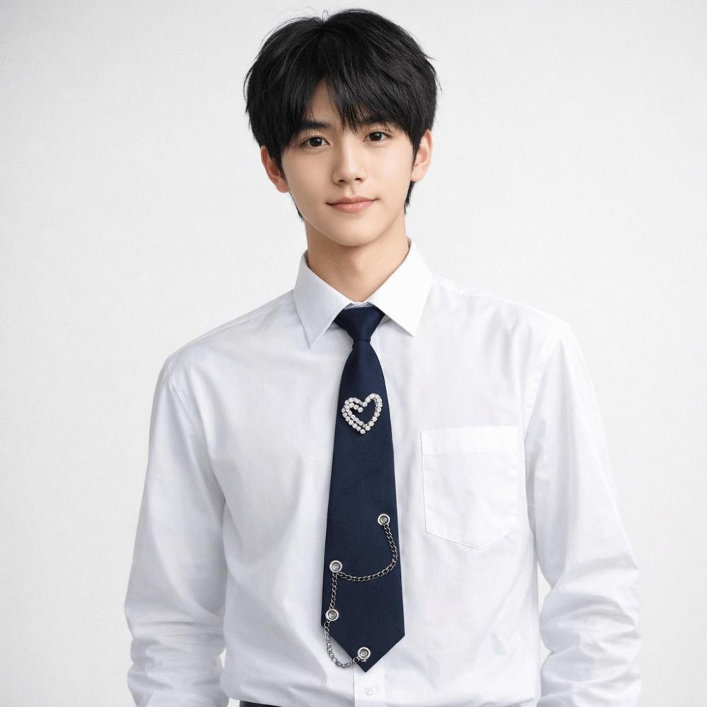 Black Long Necktie Korean Style Shirt Tie Temperament Love Heart Tie  Performance