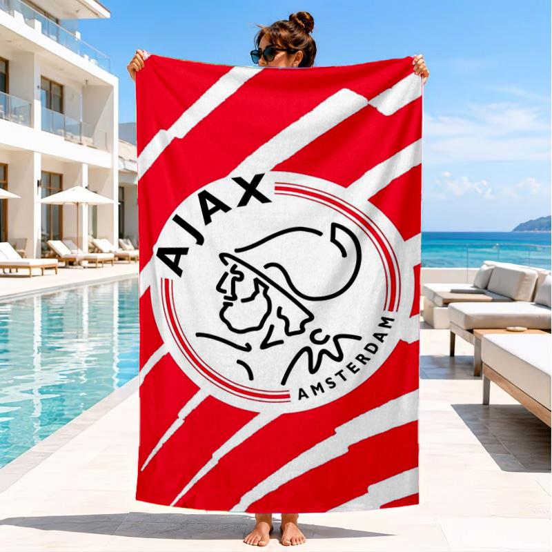 Пляжное полотенце с эмблемой AFC Ajax, Быстросохнущее, Легко ухаживать, Подходит как для фитнеса, так и для пляжного отдыха, Спортивный незаменимый аксессуар
