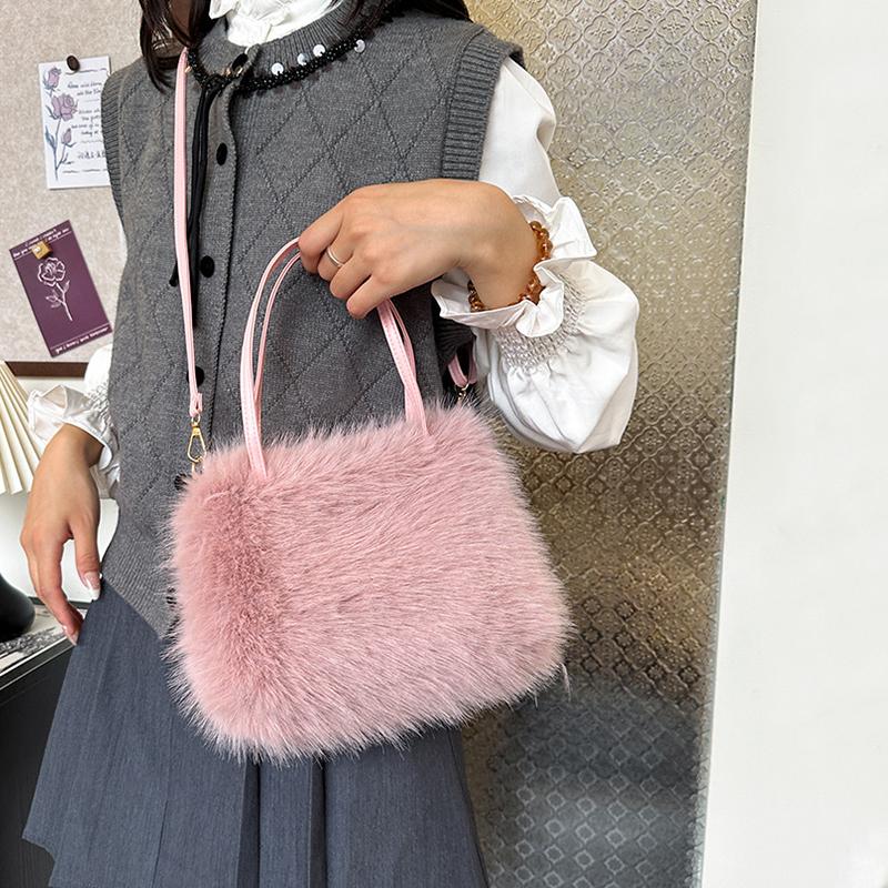 Autumn and Winter New Furry Bag Fur Crossbody Shoulder Strap Plush Bag Versatile Large Capacity Handbag for Women