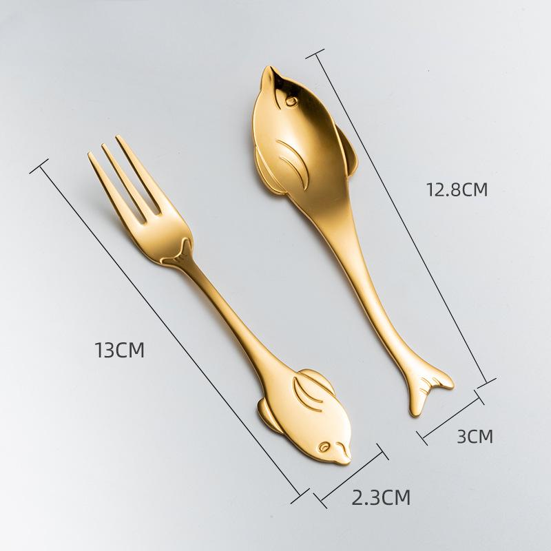 HANYANG Новая креативная милая ложка в виде дельфина, кофейная ложка из нержавеющей стали 304, нож и вилка, ослепительная цветная ложка для перемешивания