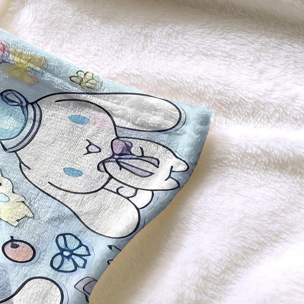 Фланелевое одеяло JIT Cinnamoroll 2D Односторонний принт Милое Домашний декор Мягкий аксессуар Уютный Функциональный Мультяшная тематика Привлекательный Долговечный