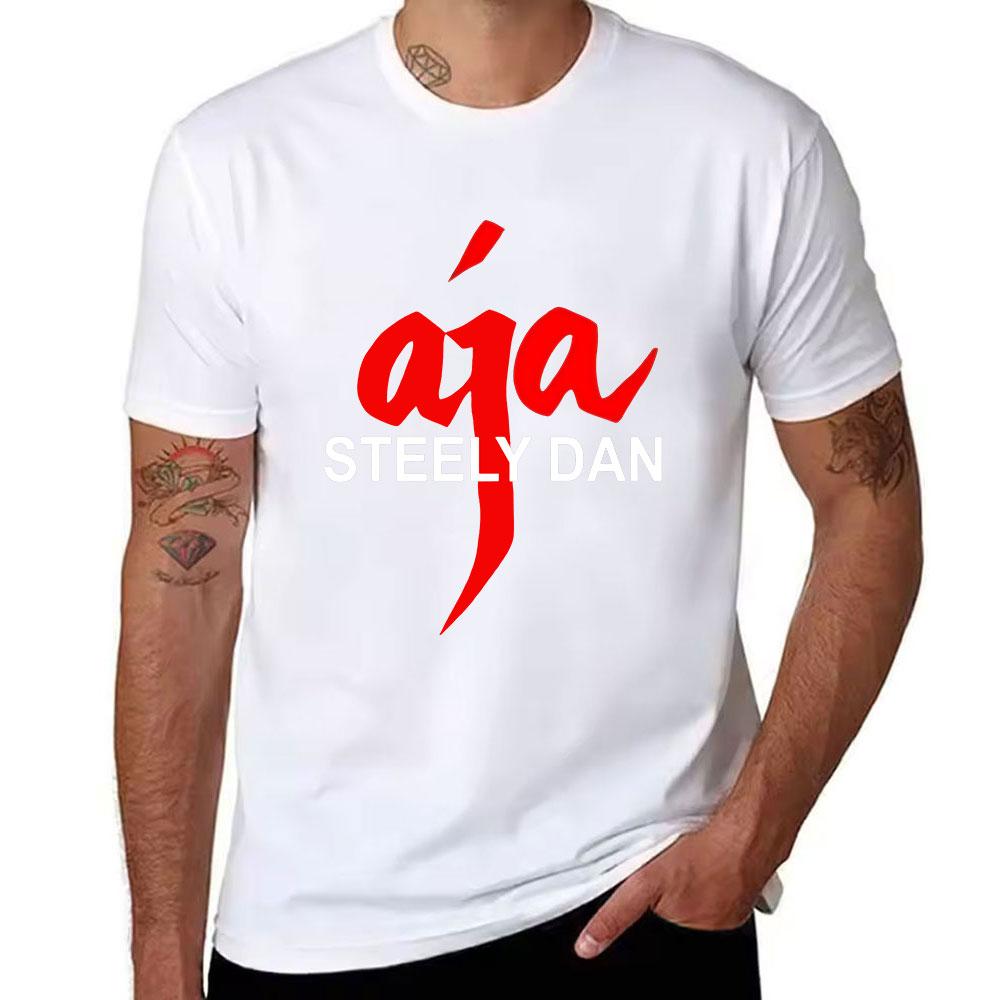 Unisexs Pure Cotton Steely Dan Aja Graphic TShirt Retro Rock Band Short Sleeve Tee for Music Fans