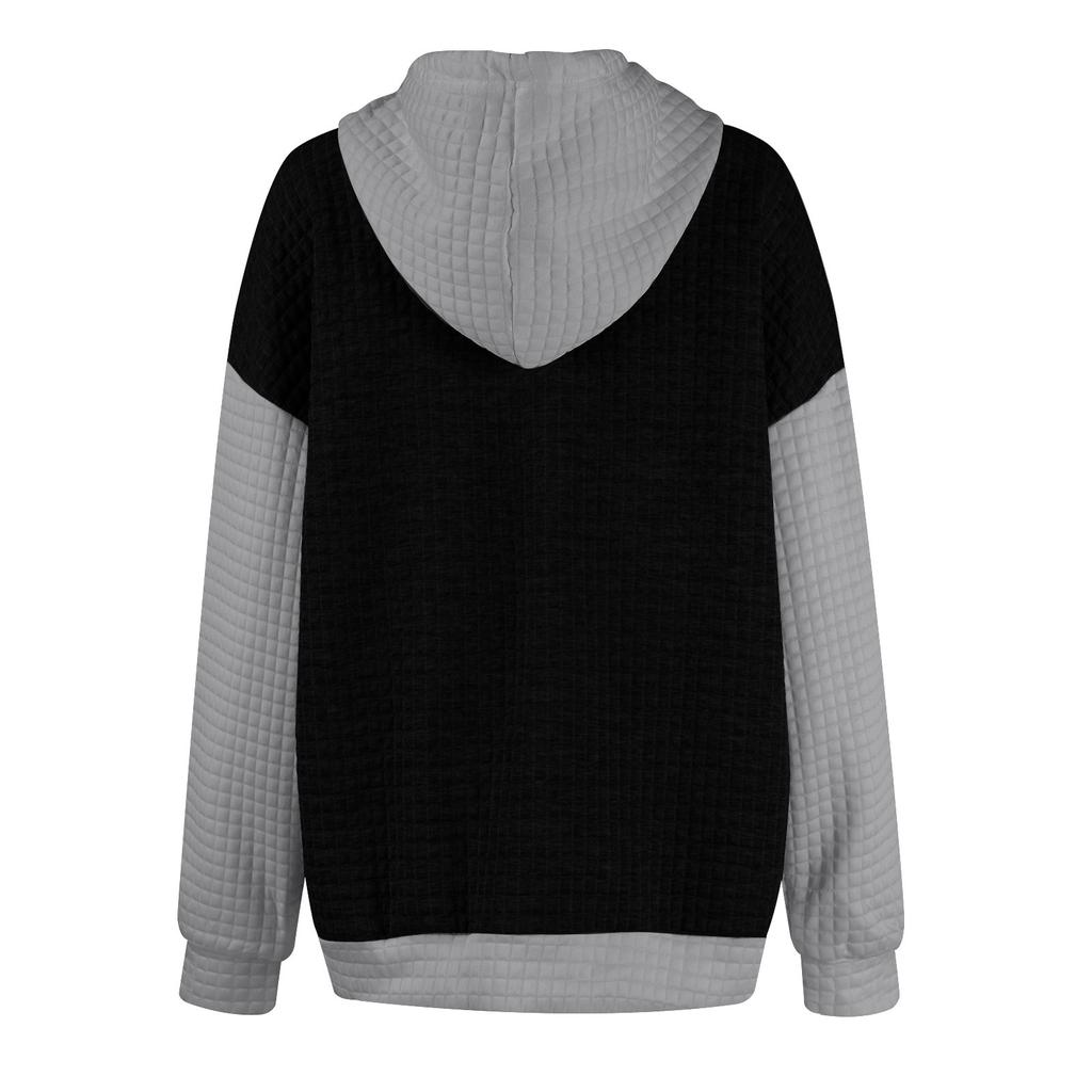 Женская модная повседневная лоскутная толстовка с капюшоном и длинными рукавами с карманами