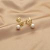 Exquisite Rhinestone Bow Pendant Imitation Pearl Mosquito for Women Ear Pierceless Ear Clips
