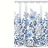 1pc Simple Small Fresh Floral Shower Curtain, Waterproof and Mildew Resistant Partition Curtain for Bathroom,  Free 12pcs Hooks 71" X 71"